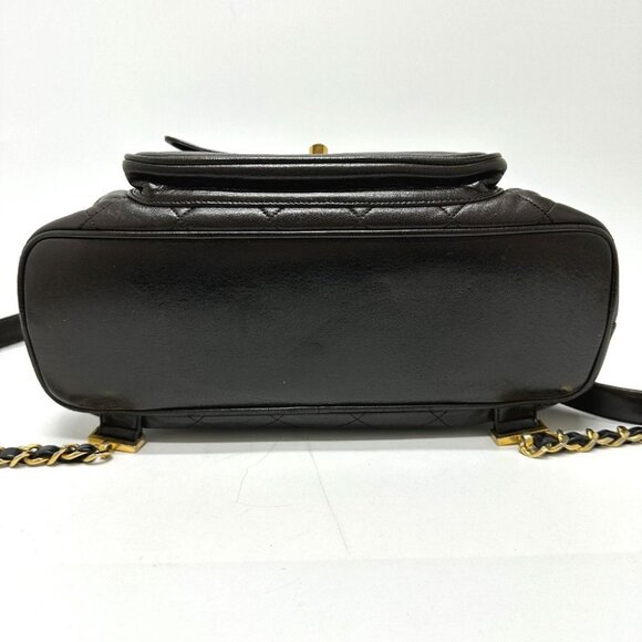 RARE Authentic CHANEL Vintage CC Lambskin Leather Backpack Shoulder Bag Black - Picture 3 of 16